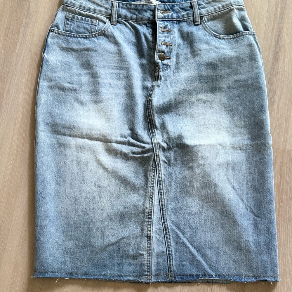 Main Street Exchange Denim Midi Skirt